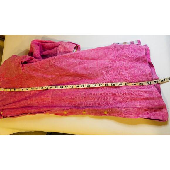 Archipalago Size Large Pink 100% Linen Shirt Long Sleeve Button Down Preppy - Picture 8 of 11